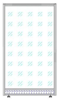 Остеклённый модуль (вставка ЛДСП внизу модуля h=110мм) с поперечиной на высоте 820 мм