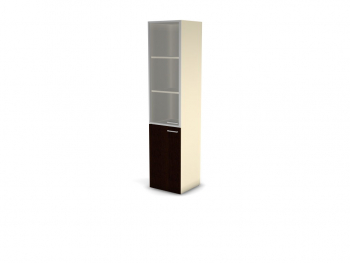 Шкаф MDF с прозрачным стеклом 5 уровней узкий, левый