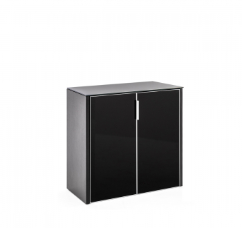 Шкаф низкий 132H051 1E1E_Чсрное стекло