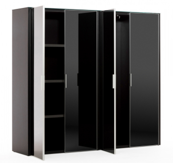 Шкаф+Гардероб LIB4/899 + LIBW/899 + LIBSH/899 BLACK GLASS