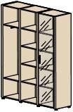 Стеллаж с дверями в алюминиевой рамке, стекло графит СФ-ТВТ-435511.1