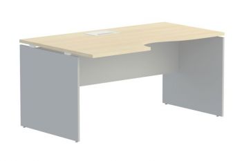 Стол эргономичный на ДСП опорах левый с лючком 106