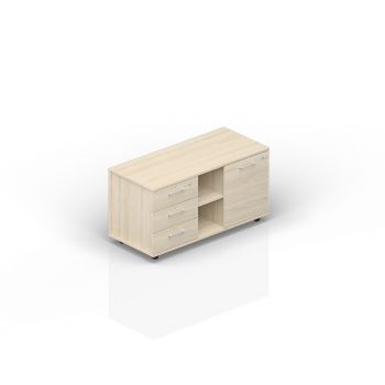 Тумба мобильная сервисная (3 секции, усиленные колёсные опоры, ручки - алюминий)