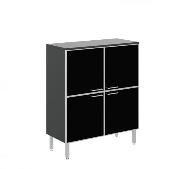 Шкаф TETTO H.117 black glass doors, top BLACK. Фото 1